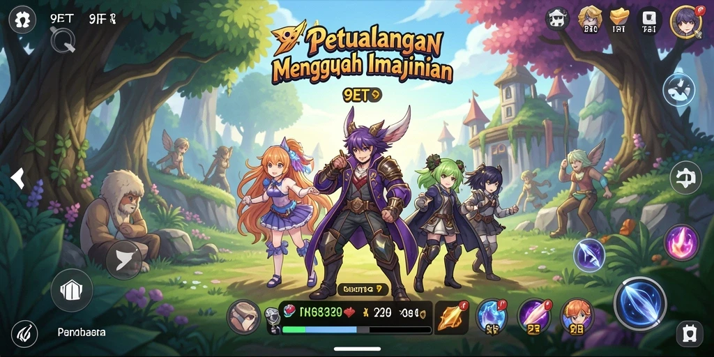 Screenshot menampilkan karakter utama dalam aksi pertarungan Anime.