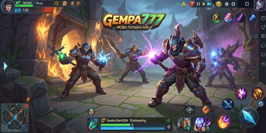 Tangkapan layar dari <strong>GEMPA777</strong> menunjukkan aksi epic di arena MOBA.