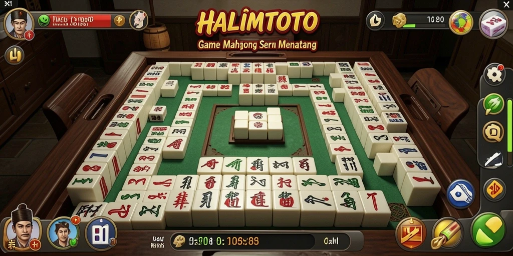Menampilkan gameplay seru HALIMTOTO dalam permainan Mahjong.