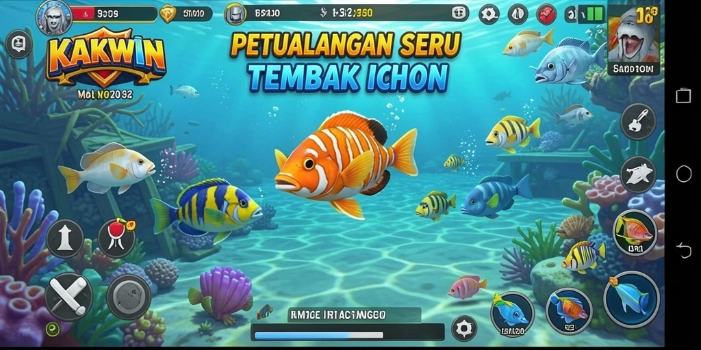 Tangkapan layar KAKWIN menampilkan aksi seru saat menembak ikan.