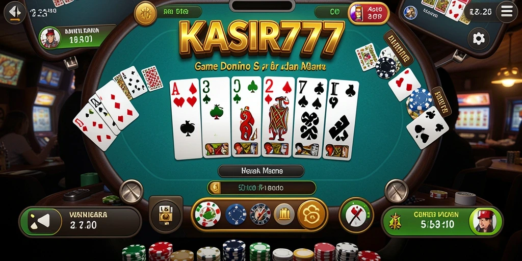 Tampilan gameplay seru dari KASIR777 dengan domino yang menarik.