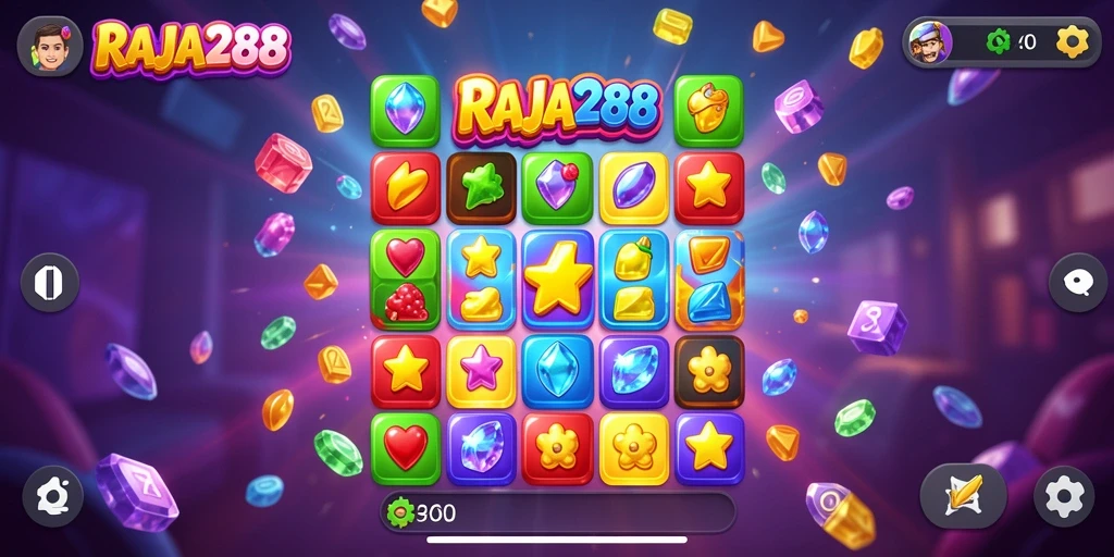 Gameplay seru RAJA288 dengan tantangan Match-3 yang mengasyikkan.