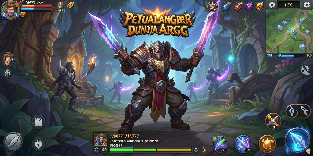 Tampilan epic gameplay ARPG di VM777 dengan pertarungan seru.